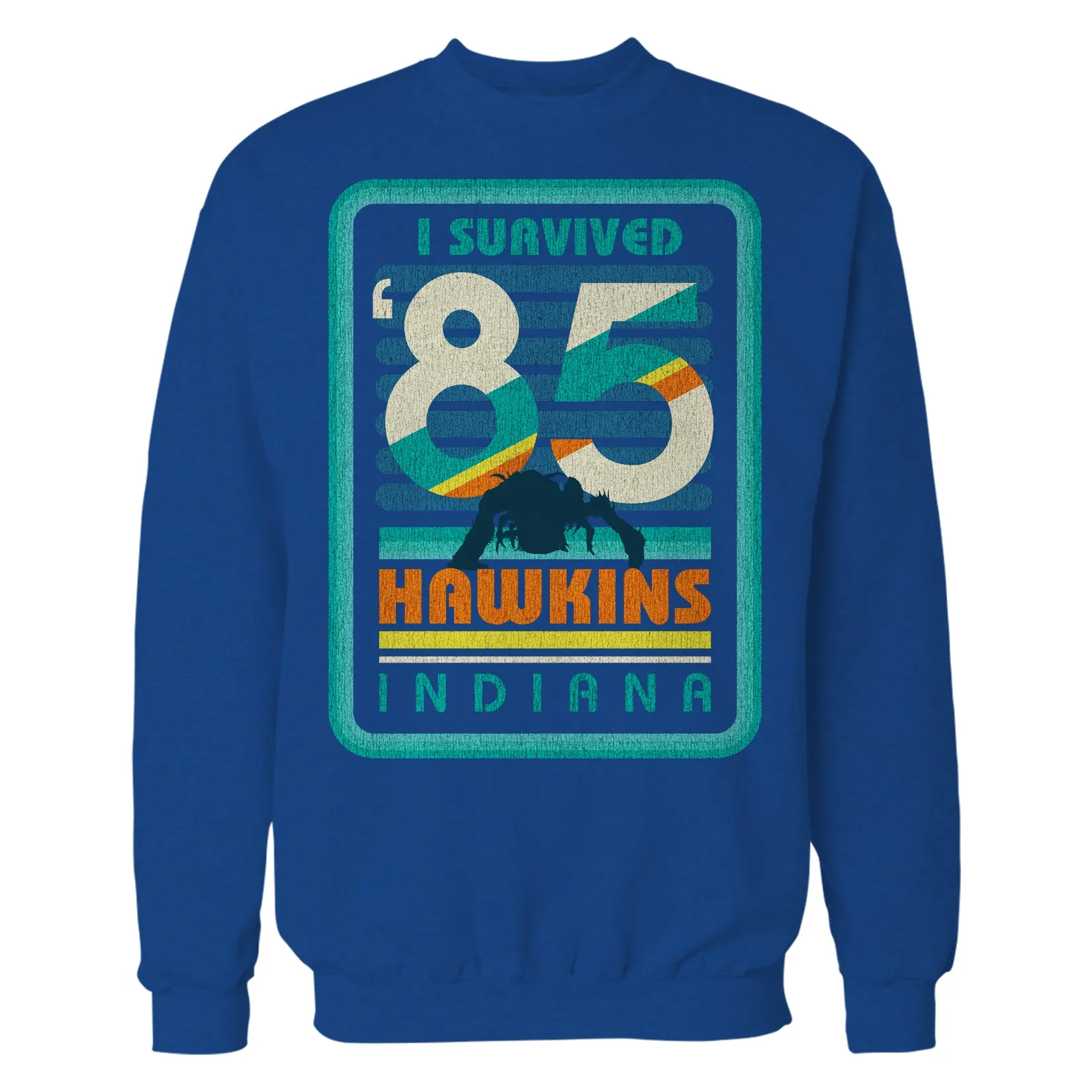 Stranger Things Vintage Demogorgon Poster Hawkins Indiana I Survived 85 Official Sweatshirt
