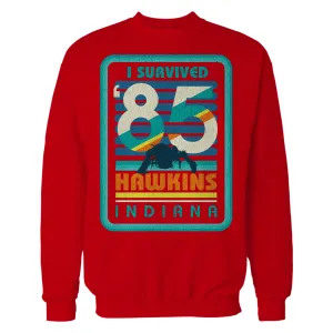 Stranger Things Vintage Demogorgon Poster Hawkins Indiana I Survived 85 Official Sweatshirt