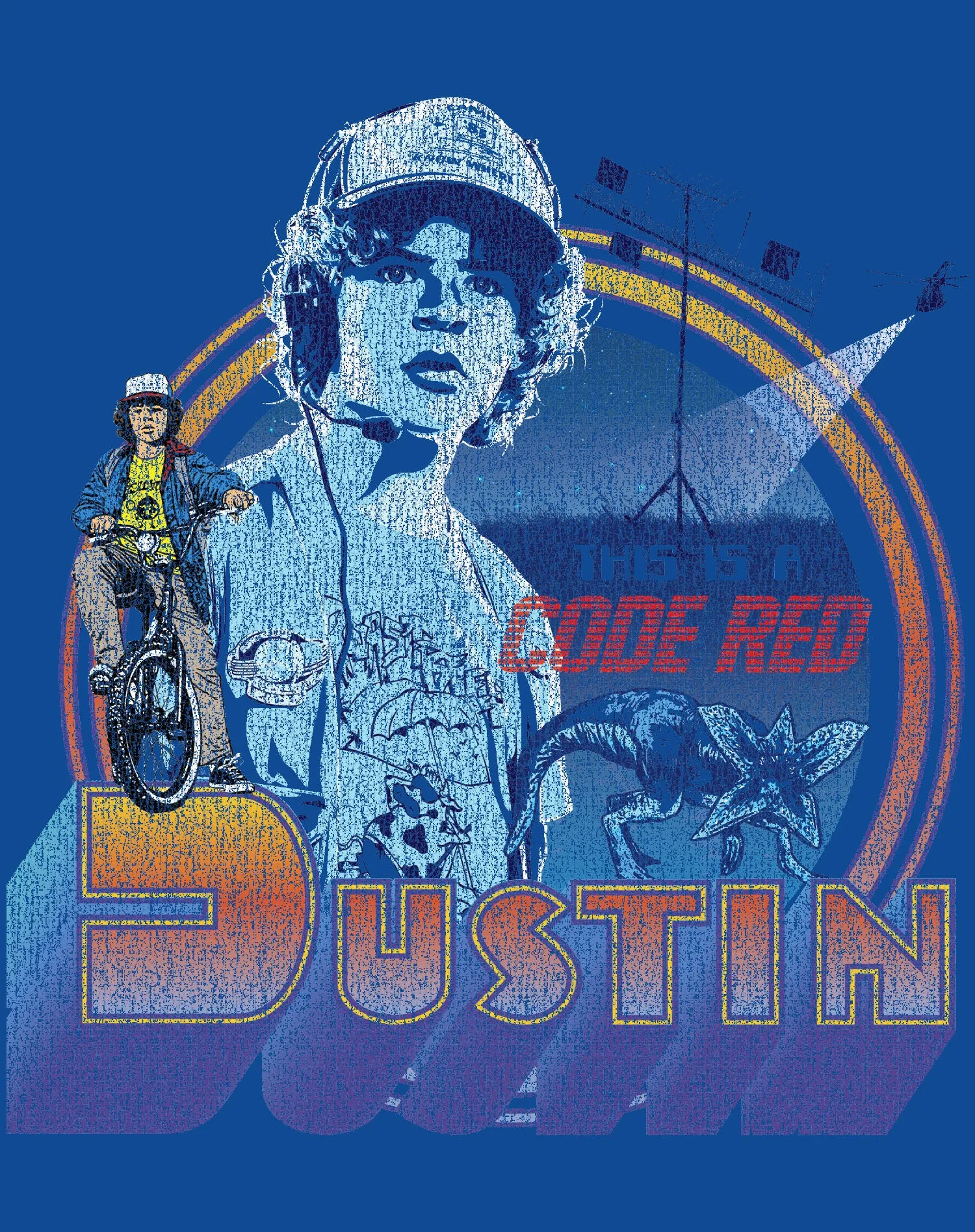 Stranger Things Vintage Dustin Pose Demogorgon Code Red Official Sweatshirt