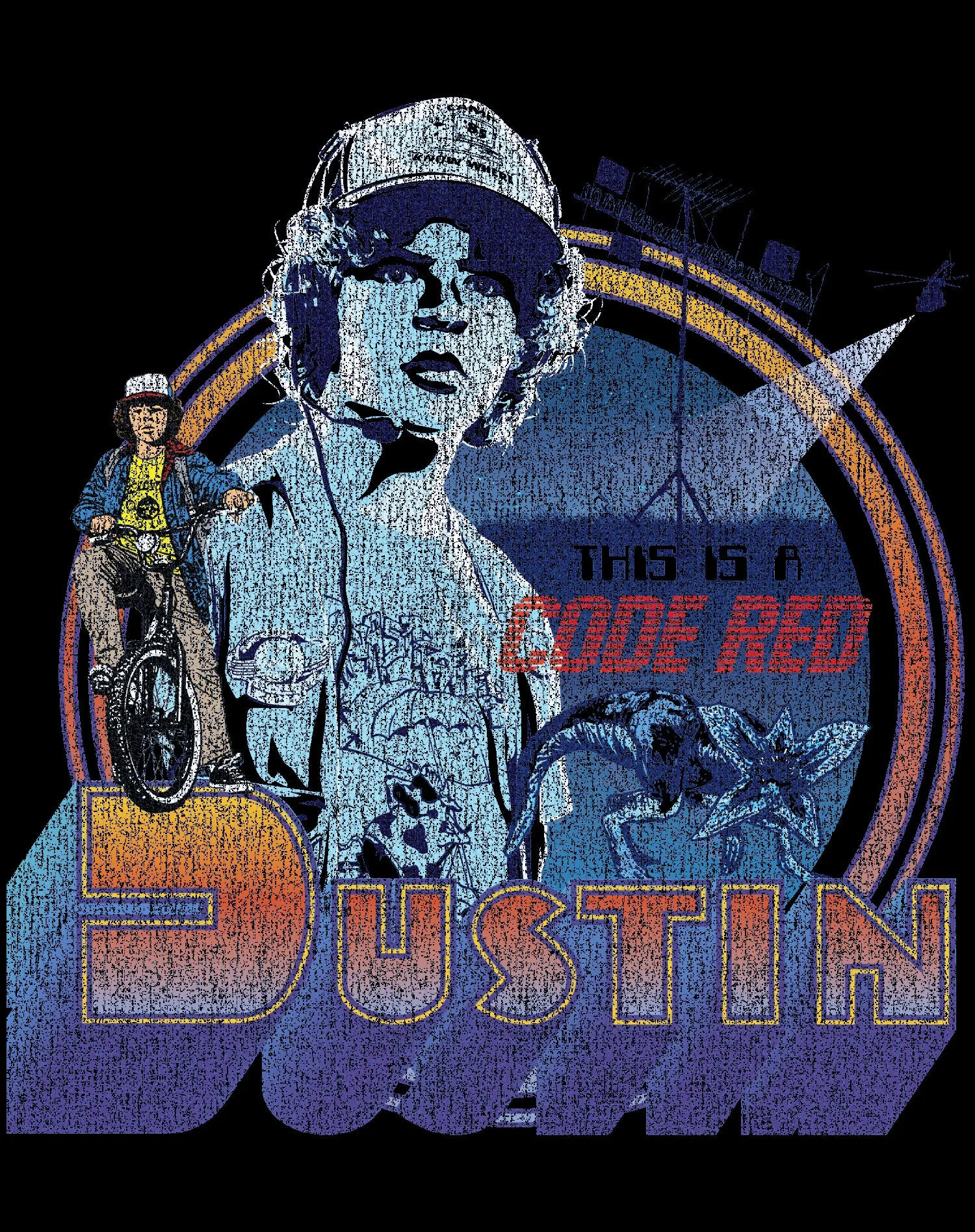 Stranger Things Vintage Dustin Pose Demogorgon Code Red Official Sweatshirt