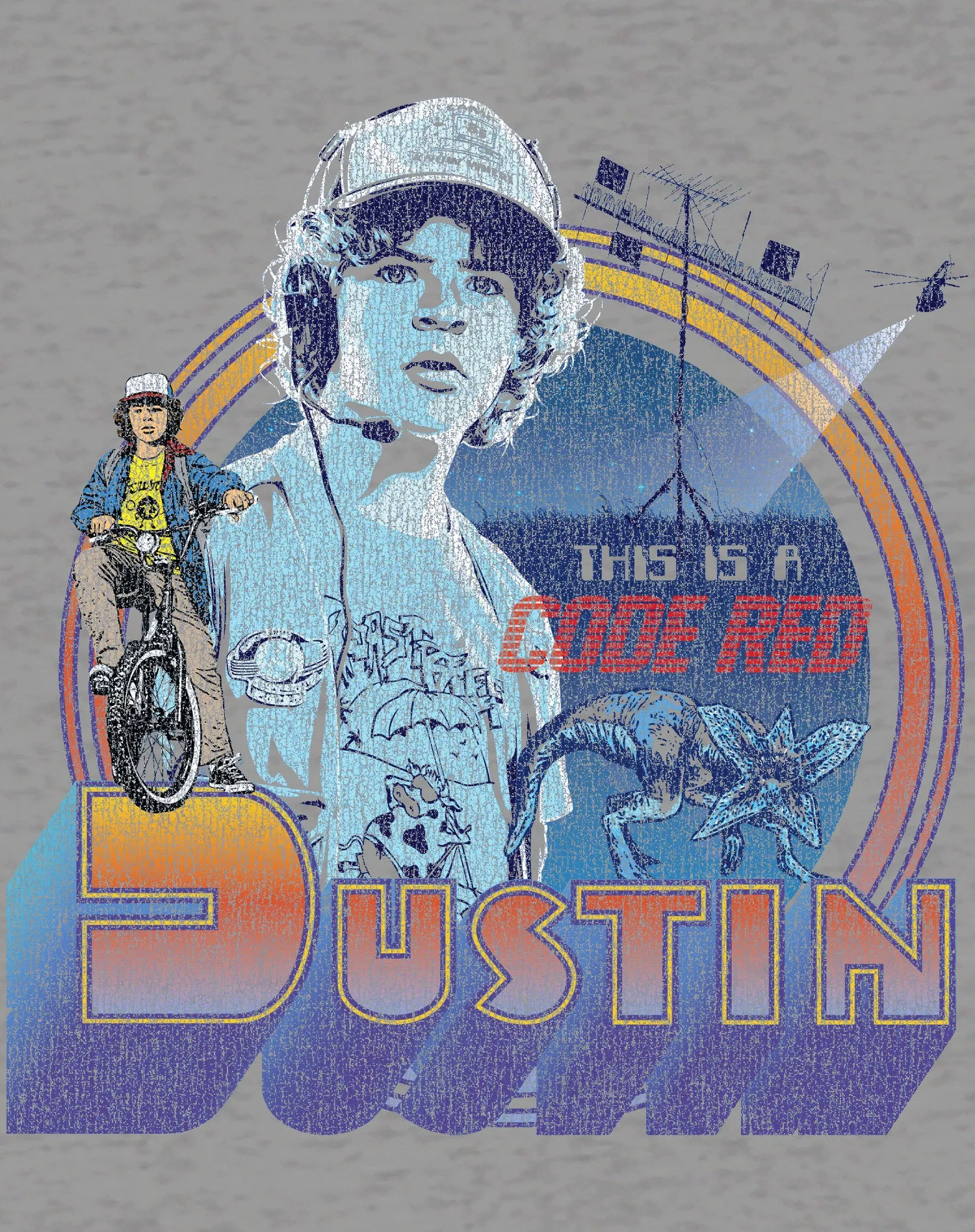 Stranger Things Vintage Dustin Pose Demogorgon Code Red Official Sweatshirt