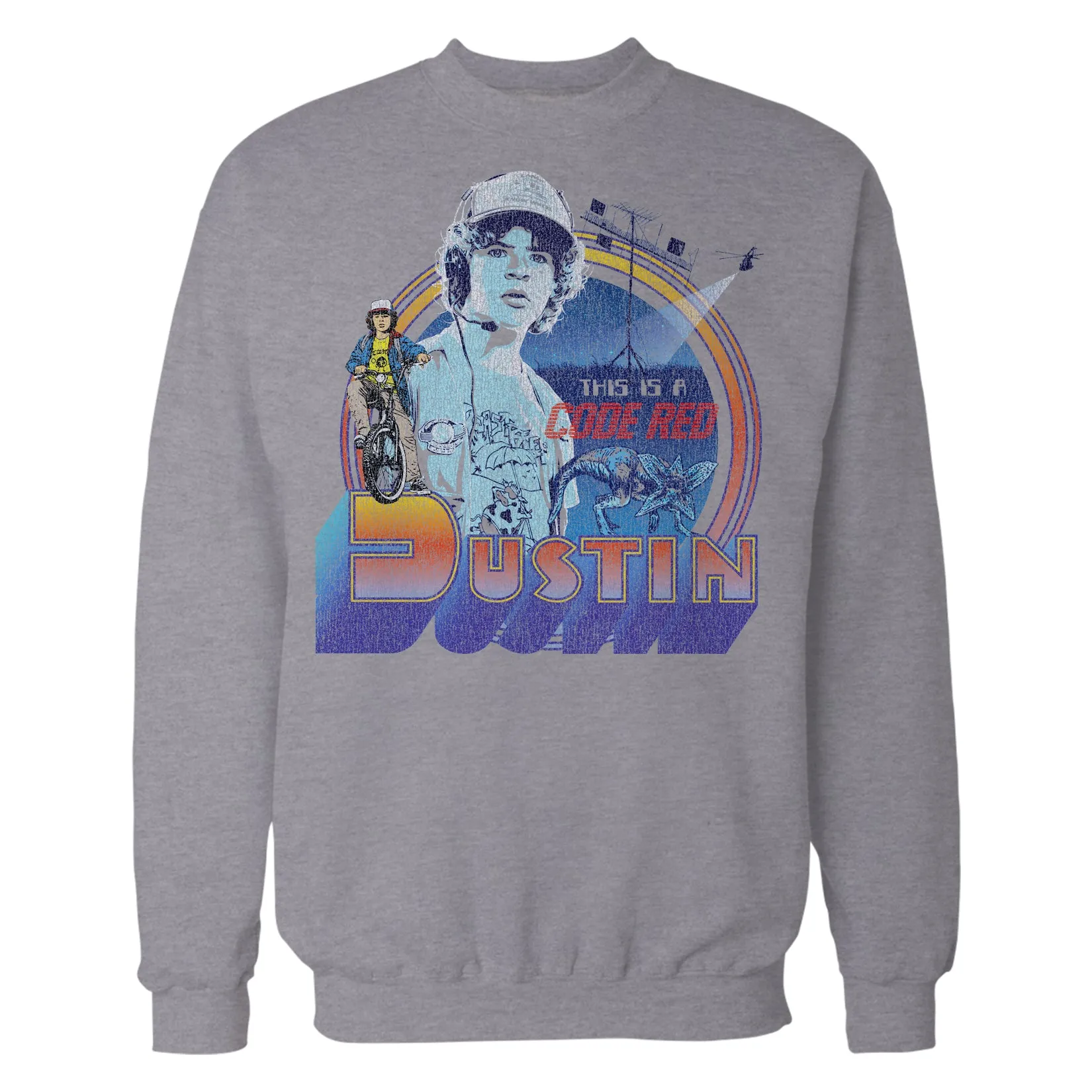 Stranger Things Vintage Dustin Pose Demogorgon Code Red Official Sweatshirt