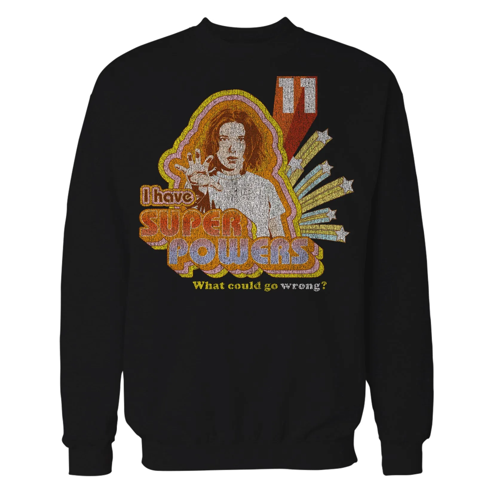 Stranger Things Vintage Eleven Retro Pose Super Powers Official Sweatshirt
