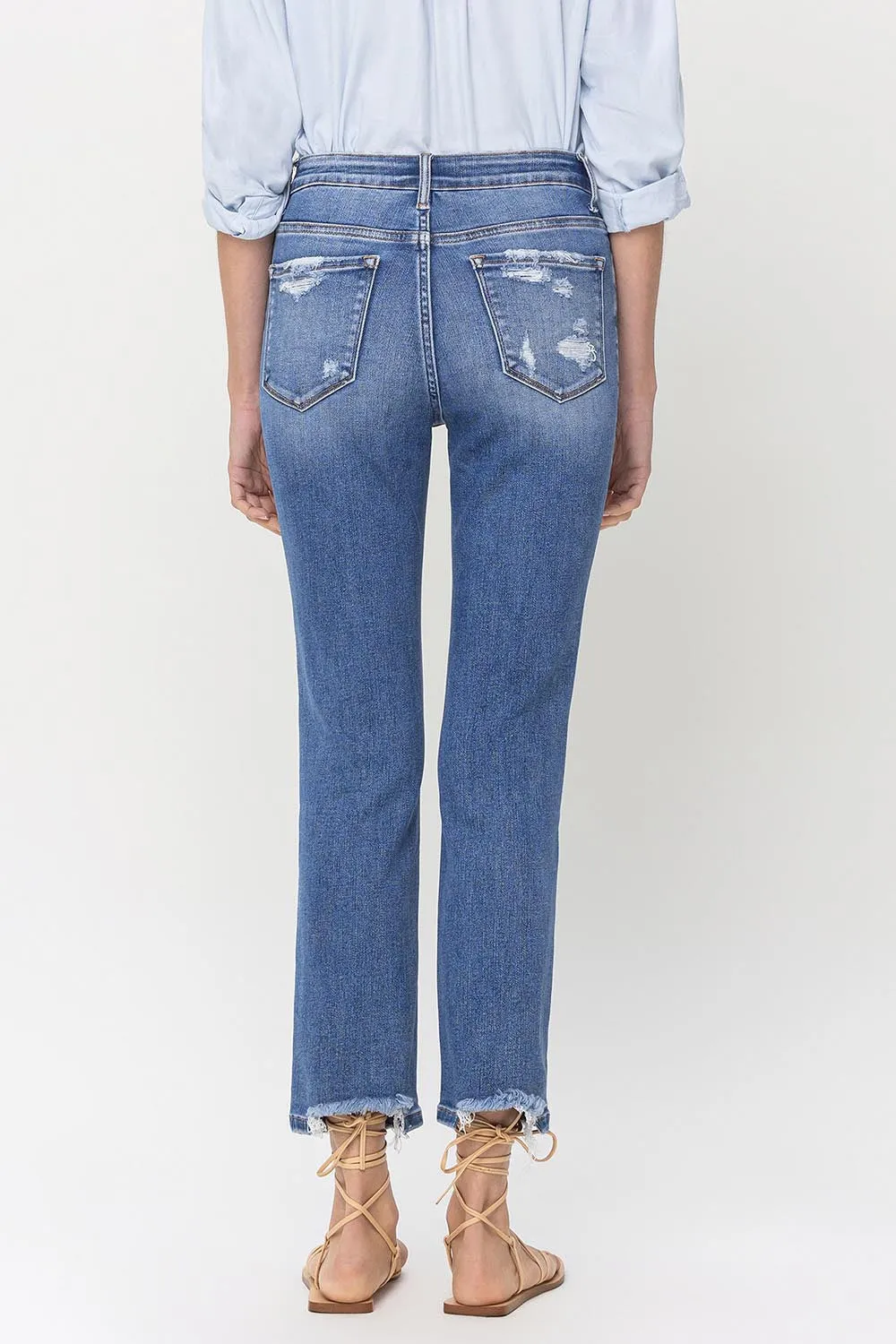 Stratton Lovervet High Rise Raw Hem Straight Jeans