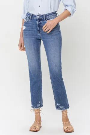 Stratton Lovervet High Rise Raw Hem Straight Jeans