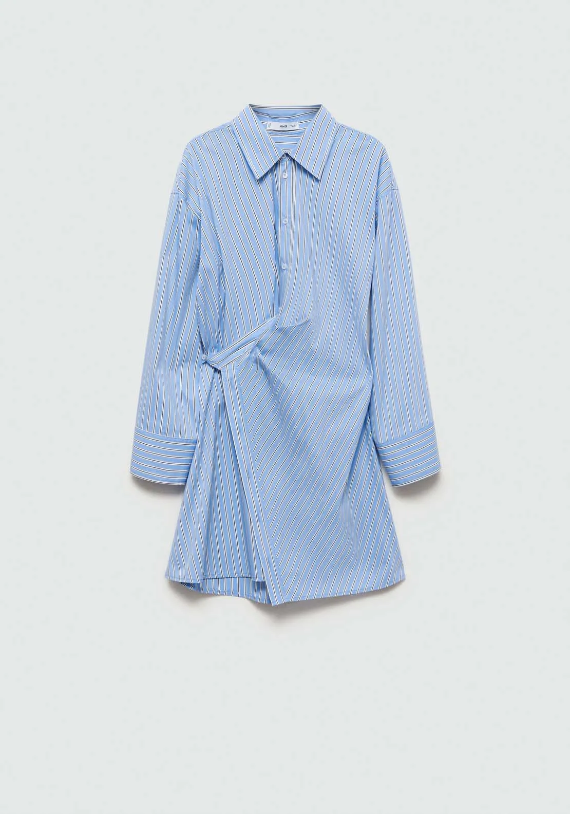 Striped wrap shirt dress - Medium Blue