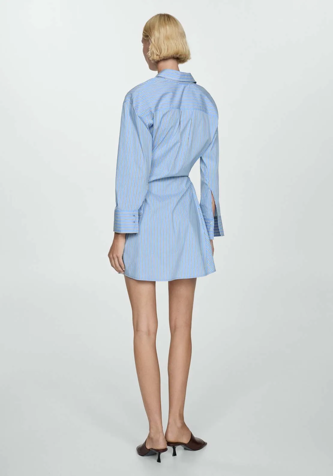 Striped wrap shirt dress - Medium Blue