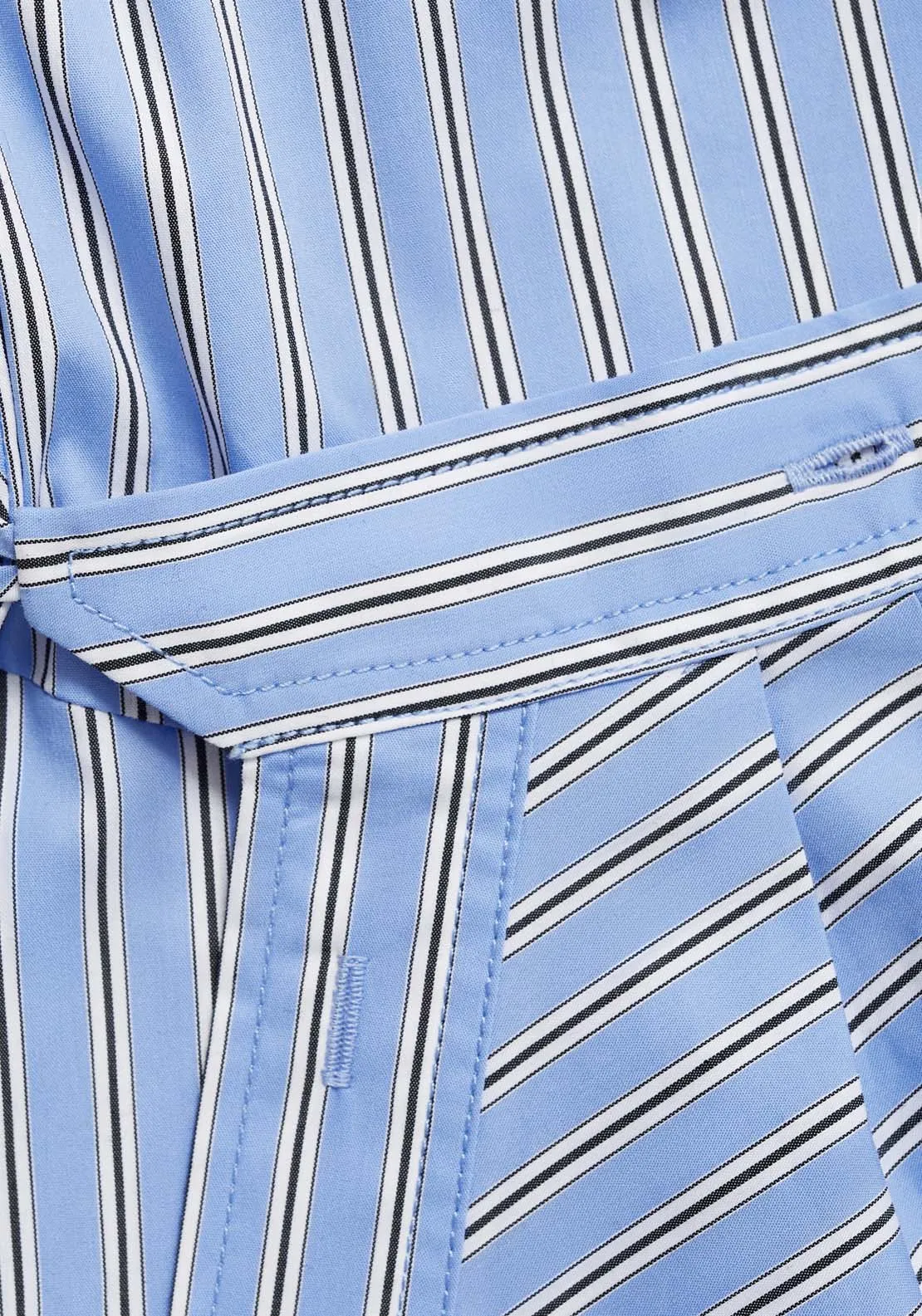 Striped wrap shirt dress - Medium Blue