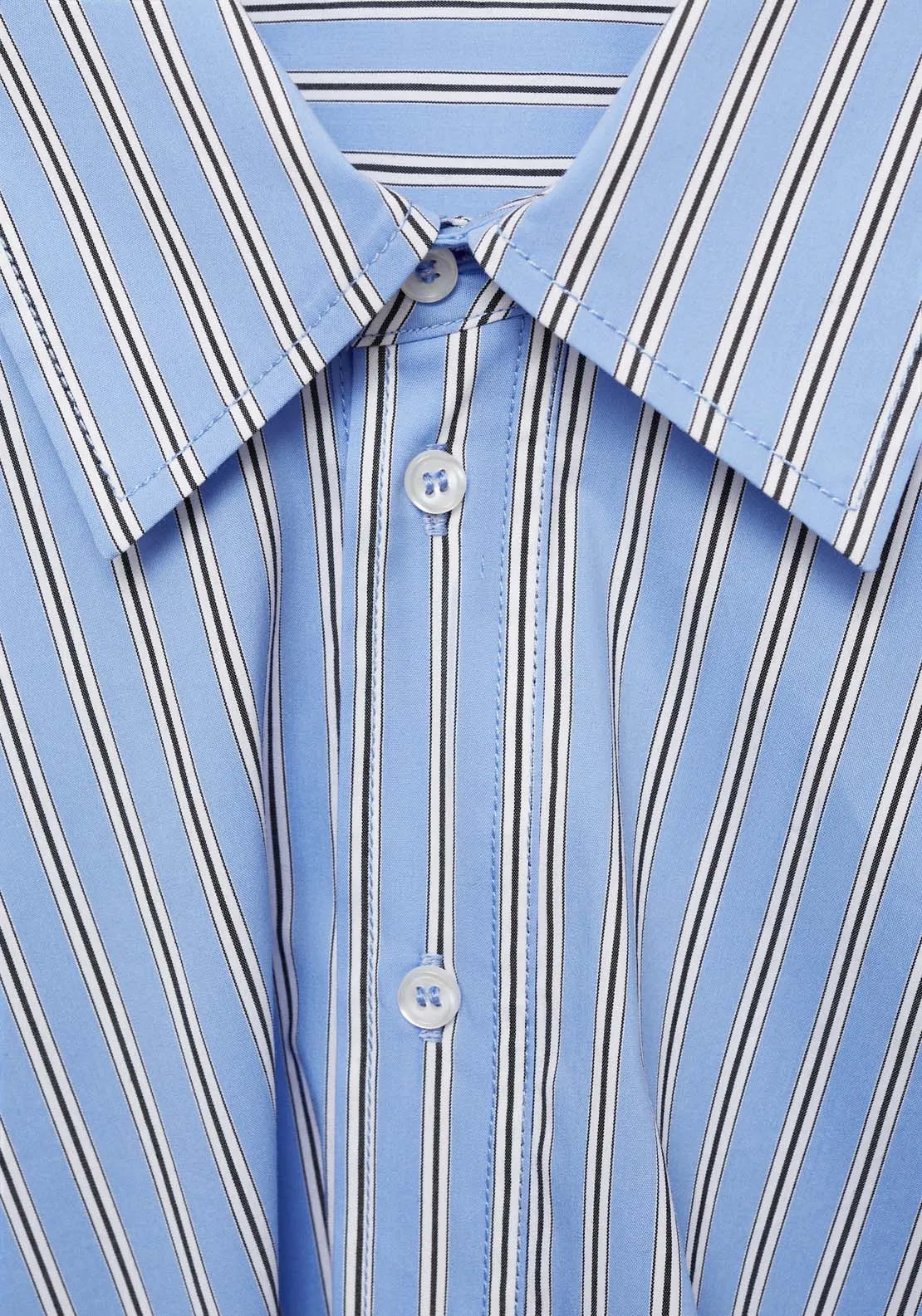 Striped wrap shirt dress - Medium Blue