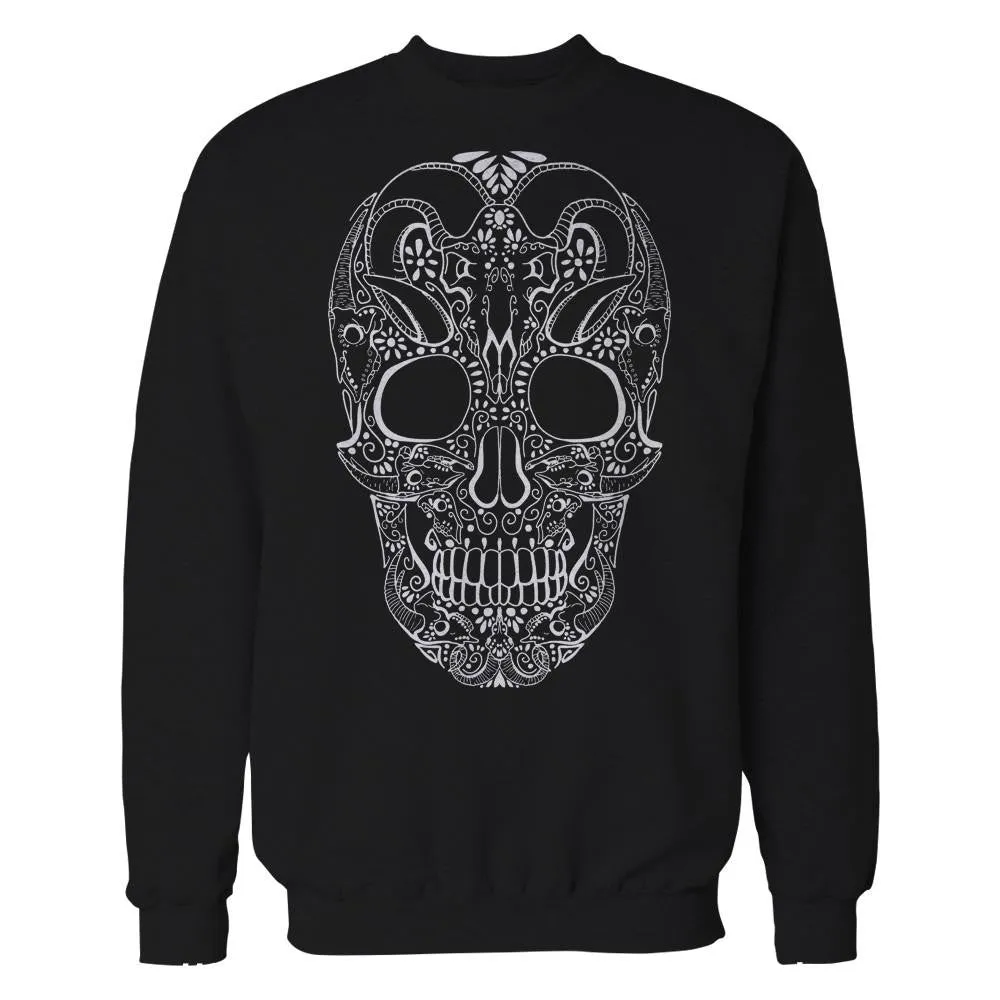 Sugar Skull Tattoo Skull Men's Sweatshirt (Black)