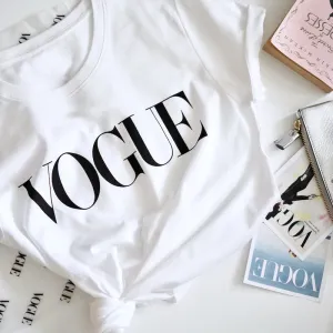Summer New 2020 Fashion T shirt Women VOGUE letter print Harajuku Tshirt O-neck Short Sleeve T-shirt White Tops Female Clothing
