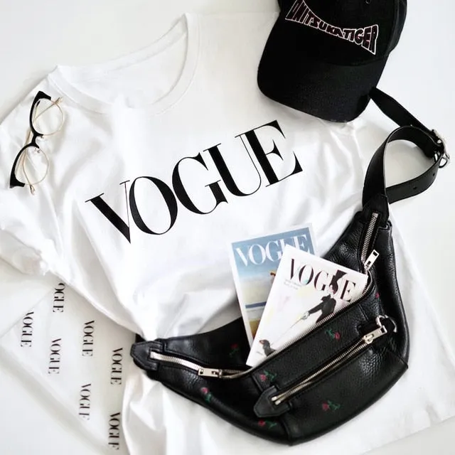 Summer New 2020 Fashion T shirt Women VOGUE letter print Harajuku Tshirt O-neck Short Sleeve T-shirt White Tops Female Clothing