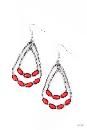 Summer Staycation Red Paparazzi Earrings
