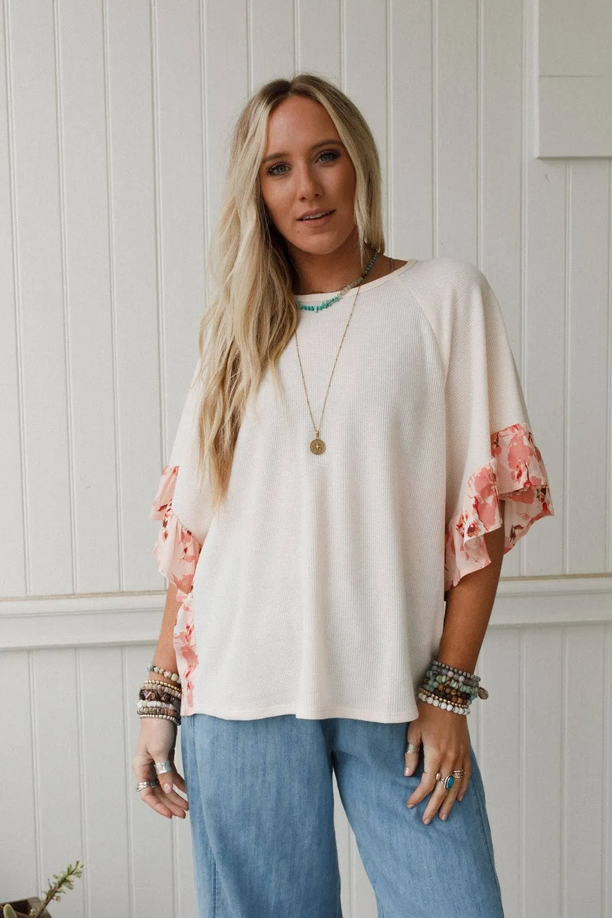 SUNLIT MEADOW TOP - BEIGE