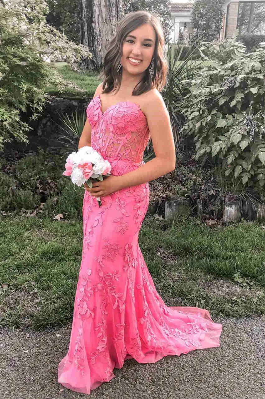 Sweetheart Mermaid Lace Black Corset Prom Dresses Cheap Long Formal Dresses Open Back