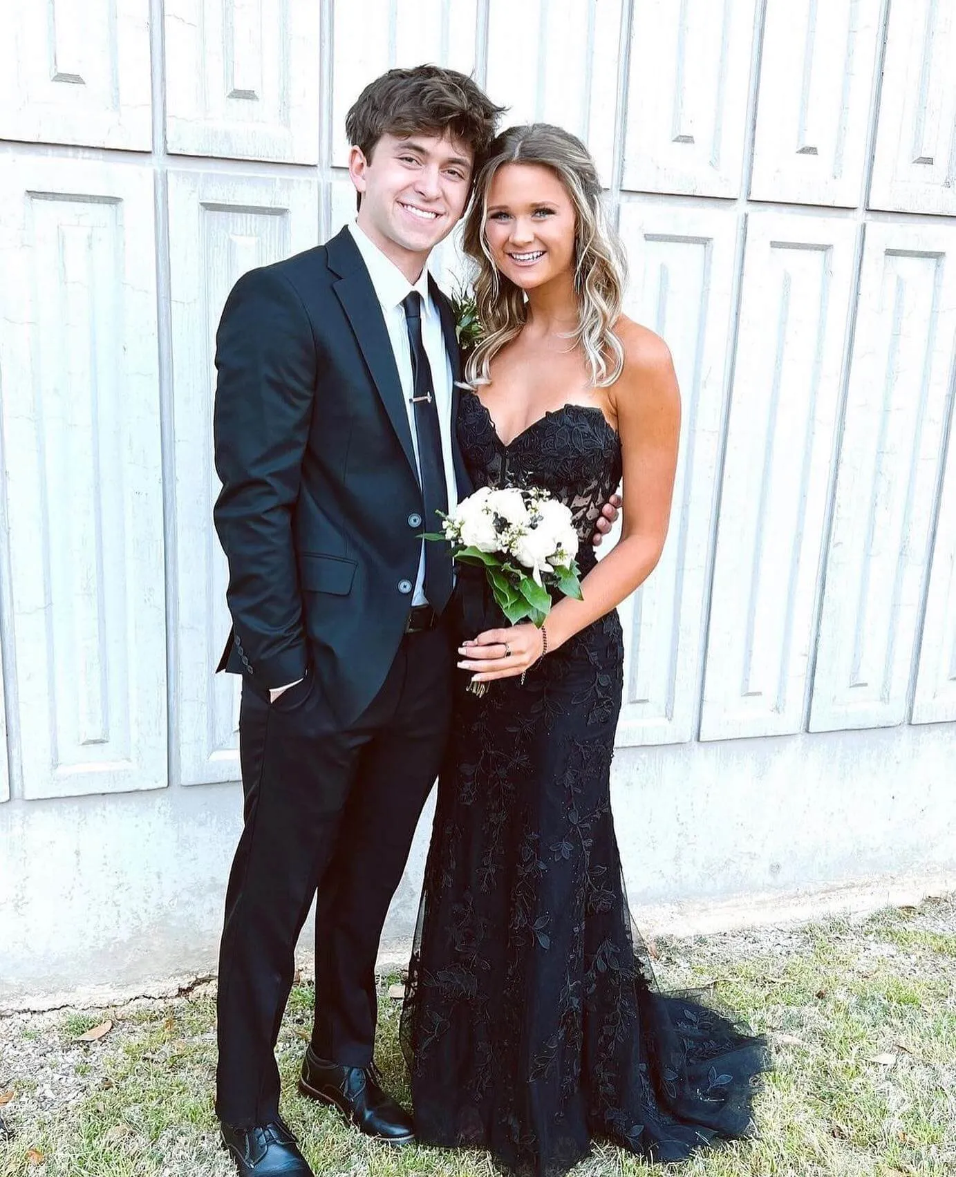 Sweetheart Mermaid Lace Black Corset Prom Dresses Cheap Long Formal Dresses Open Back