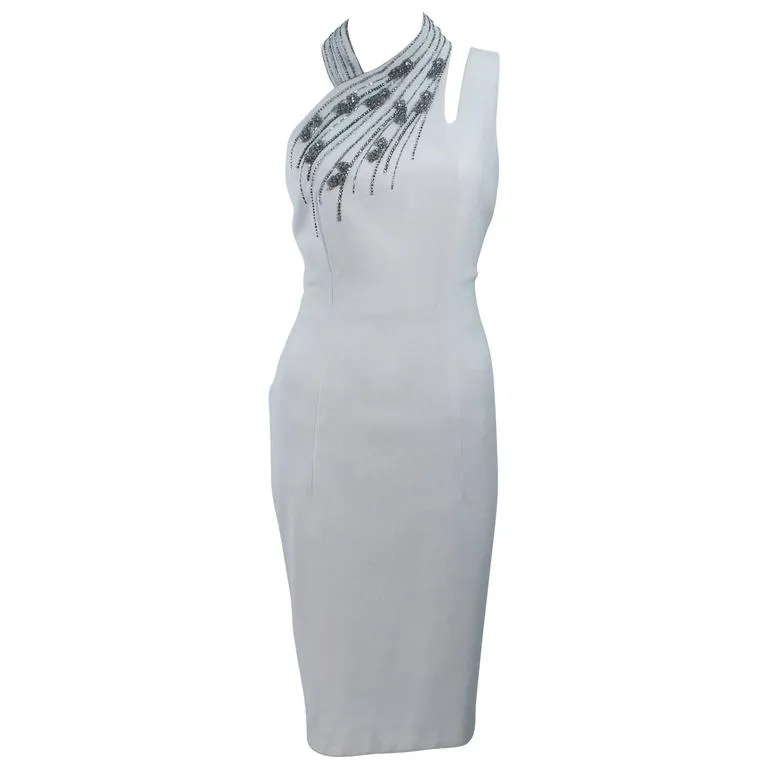 SYDNEY NORTH White Rhinestone Cocktail Dress Size 6-8