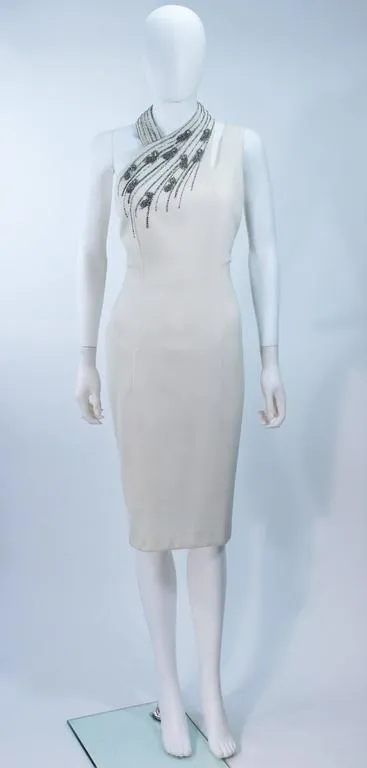 SYDNEY NORTH White Rhinestone Cocktail Dress Size 6-8