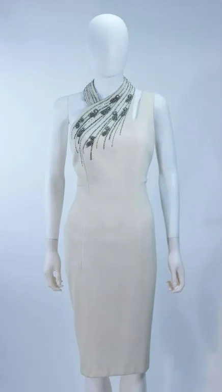 SYDNEY NORTH White Rhinestone Cocktail Dress Size 6-8