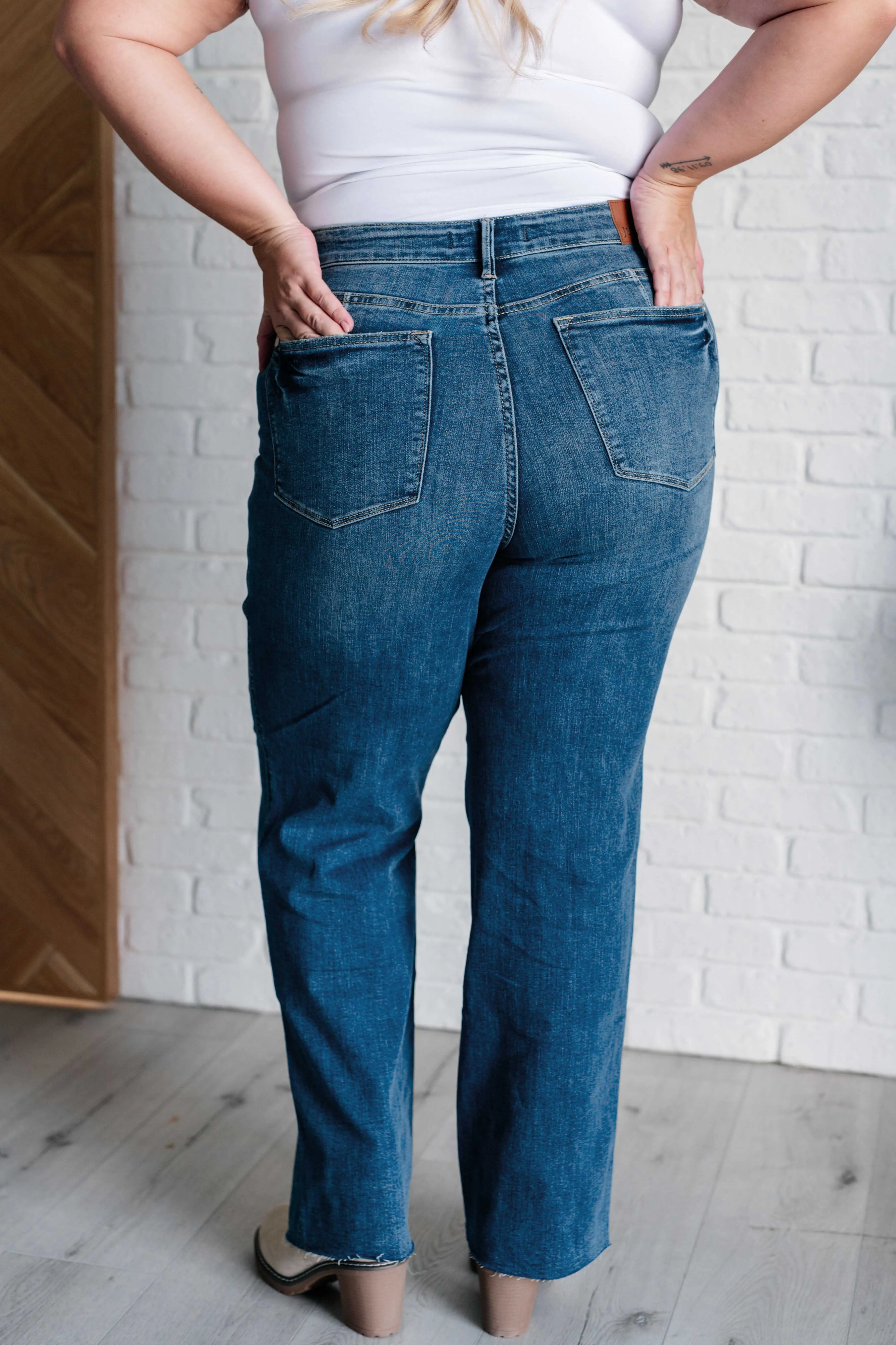 Take Me Away Mid Rise Control Top Vintage Straight Jeans