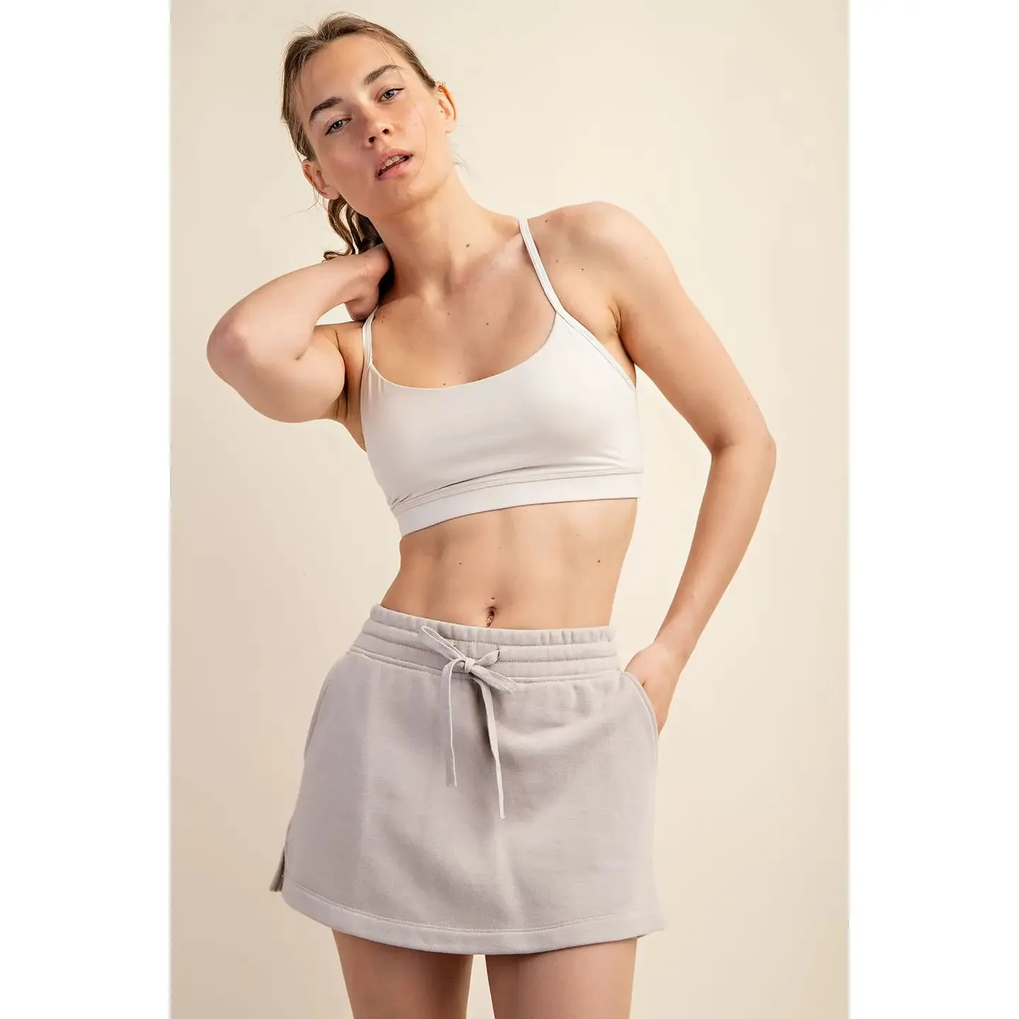 Terry Casual Skort - Taupe