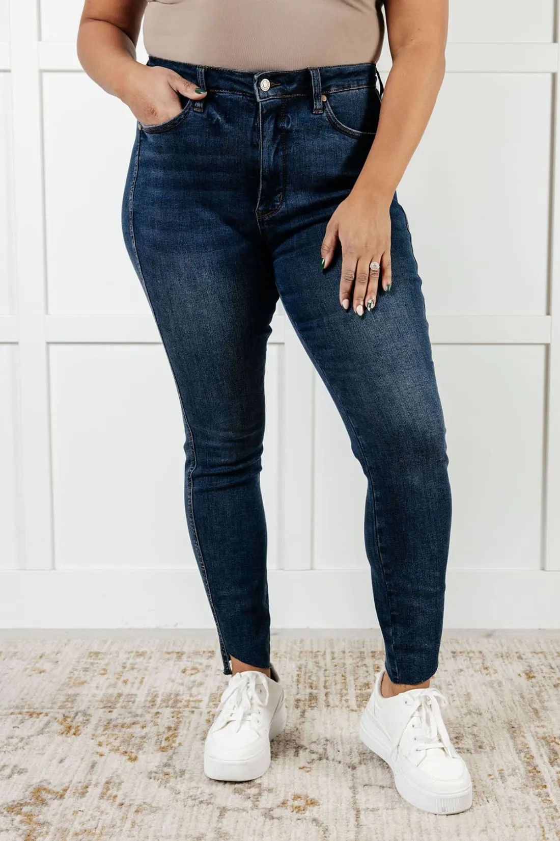 Tessa High Rise Control Top Step Hem Skinny Jeans