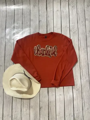 Thankful Patch Cropped Sweatshirt