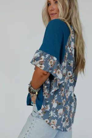The Nest Sunlit Meadow Top - Slate Denim Blue