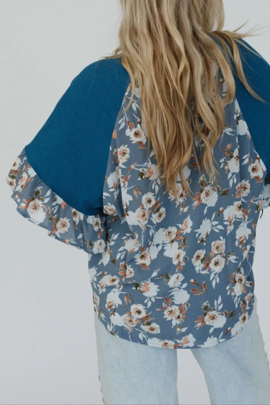 The Nest Sunlit Meadow Top - Slate Denim Blue