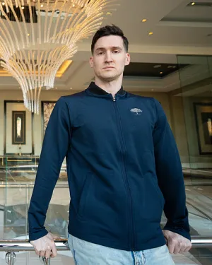 THE POST OAK | Soma Stretch Zip Jacket | Heather Dark Blue