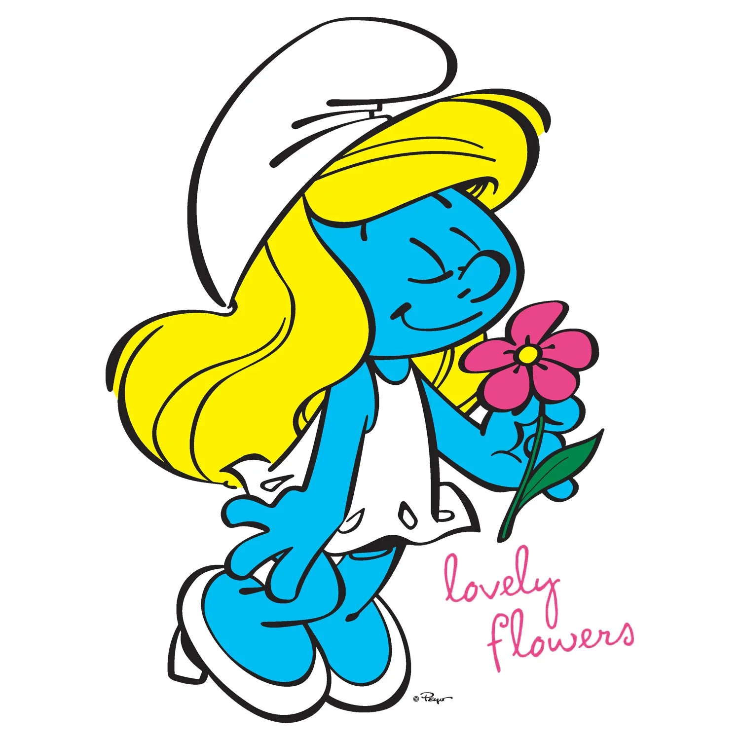 The Smurfs Smurfette Character Flowers Official Sweatshirt (Heather Grey)