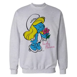 The Smurfs Smurfette Character Flowers Official Sweatshirt (Heather Grey)