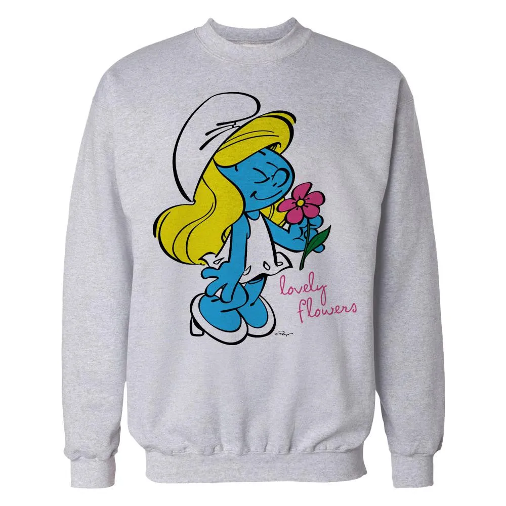 The Smurfs Smurfette Character Flowers Official Sweatshirt (Heather Grey)