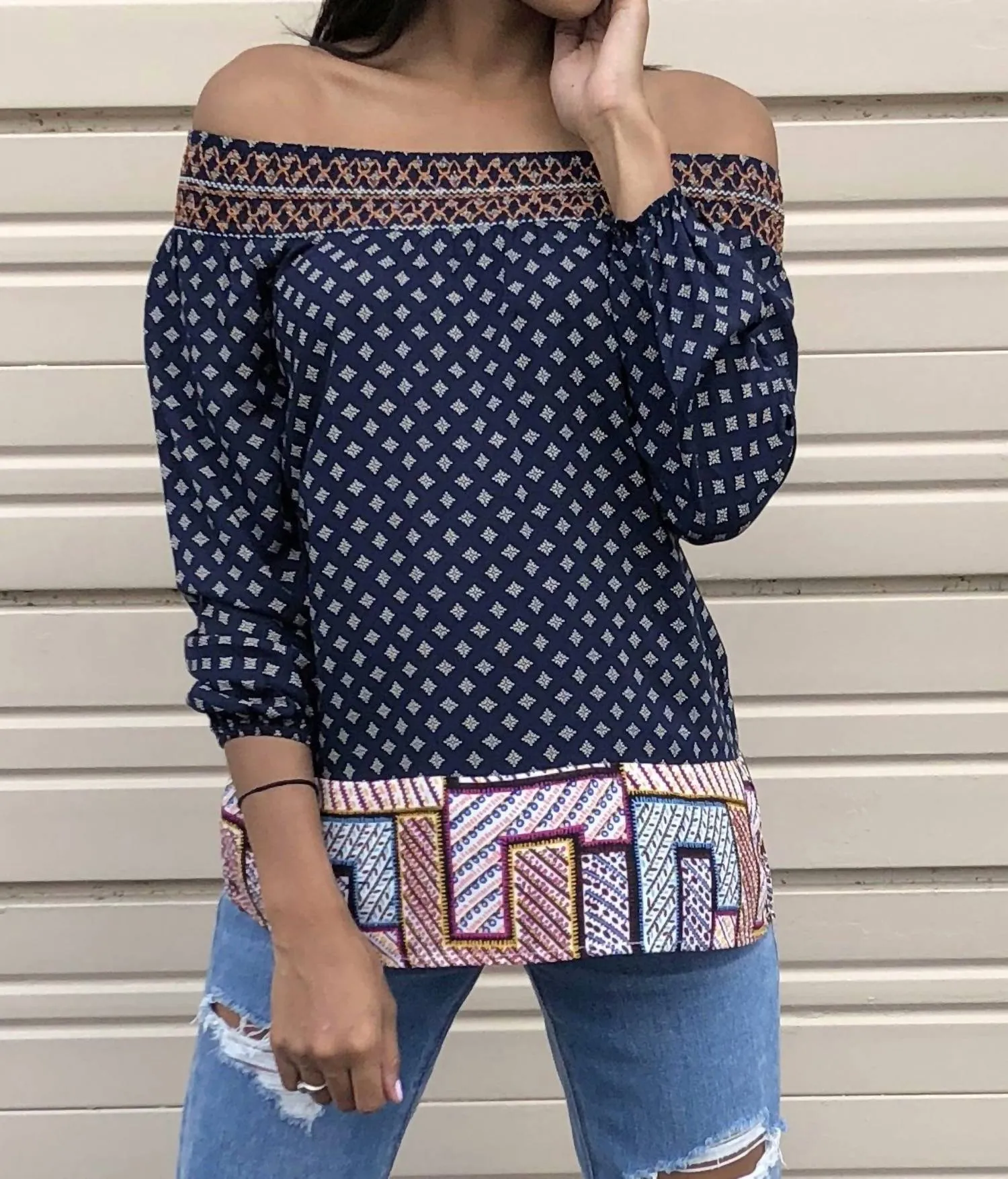 Thml - Twin Print Off The Shoulder Top