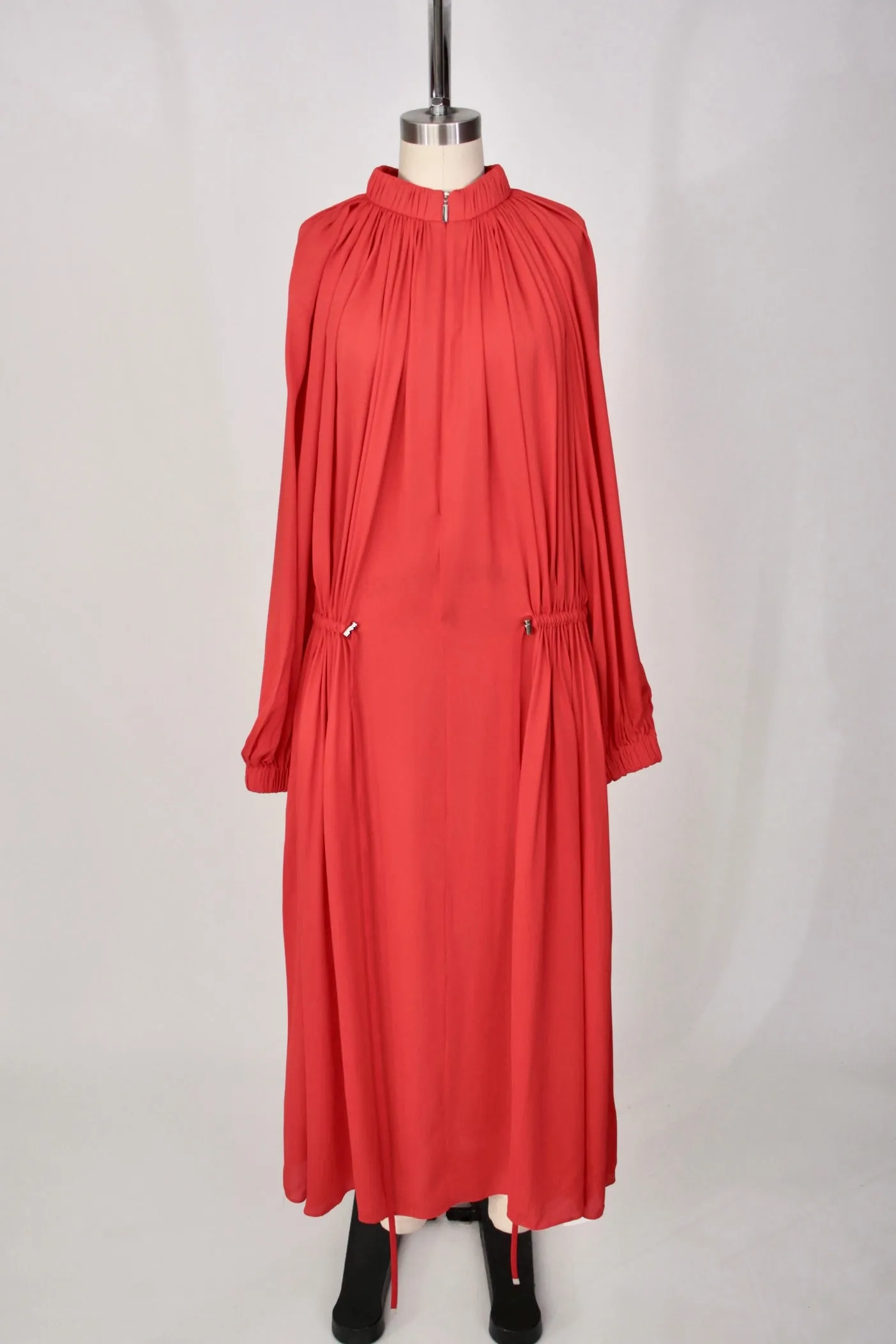 Tibi Crepe Drawstring Maxi Dress