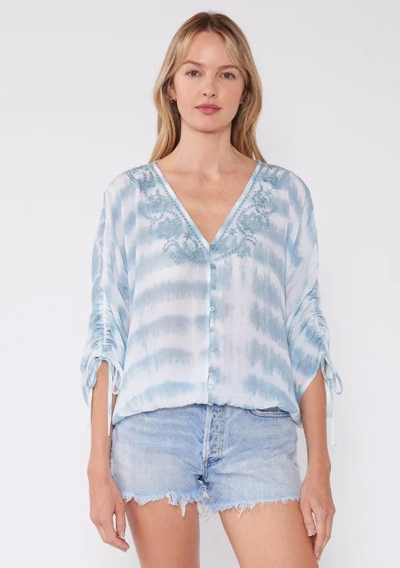 Tie-Dye Embroidered Blouse