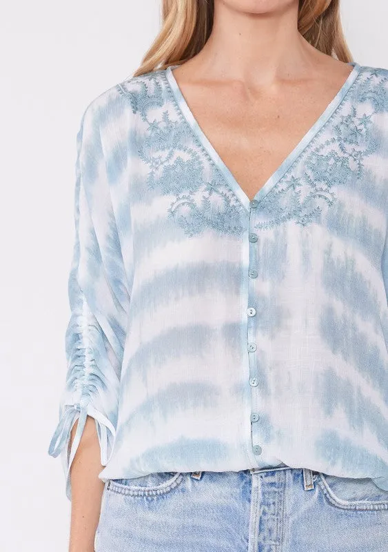 Tie-Dye Embroidered Blouse