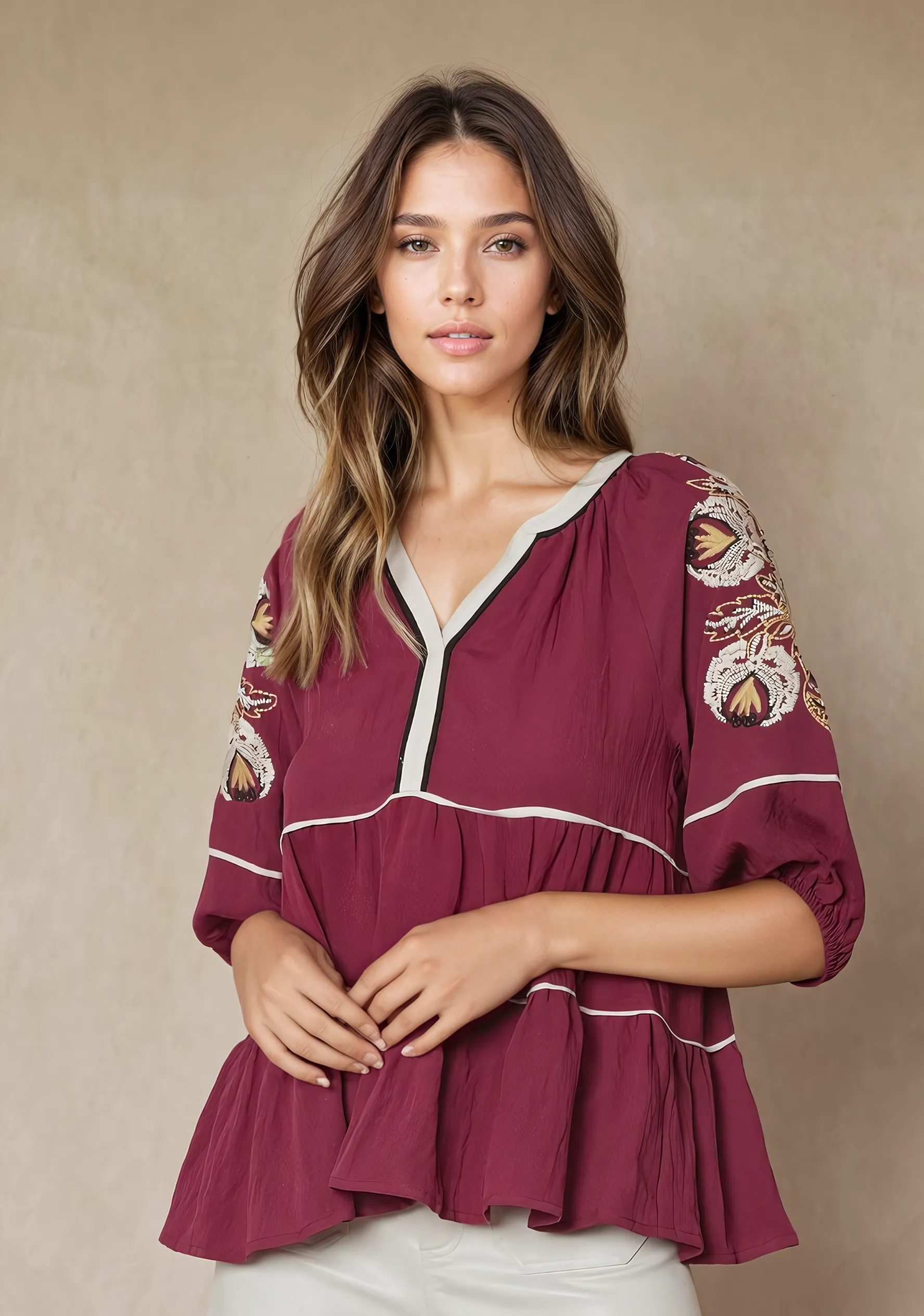 TIERED EMBRIODERED TOP