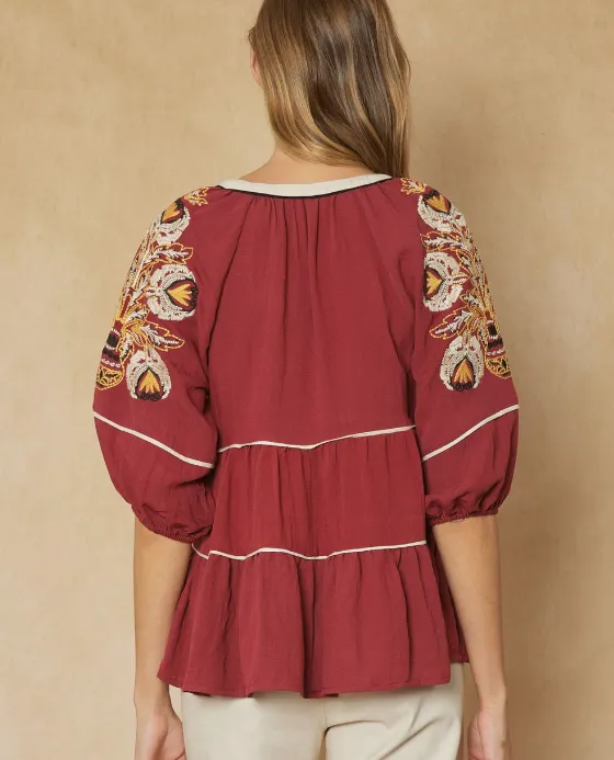 TIERED EMBRIODERED TOP