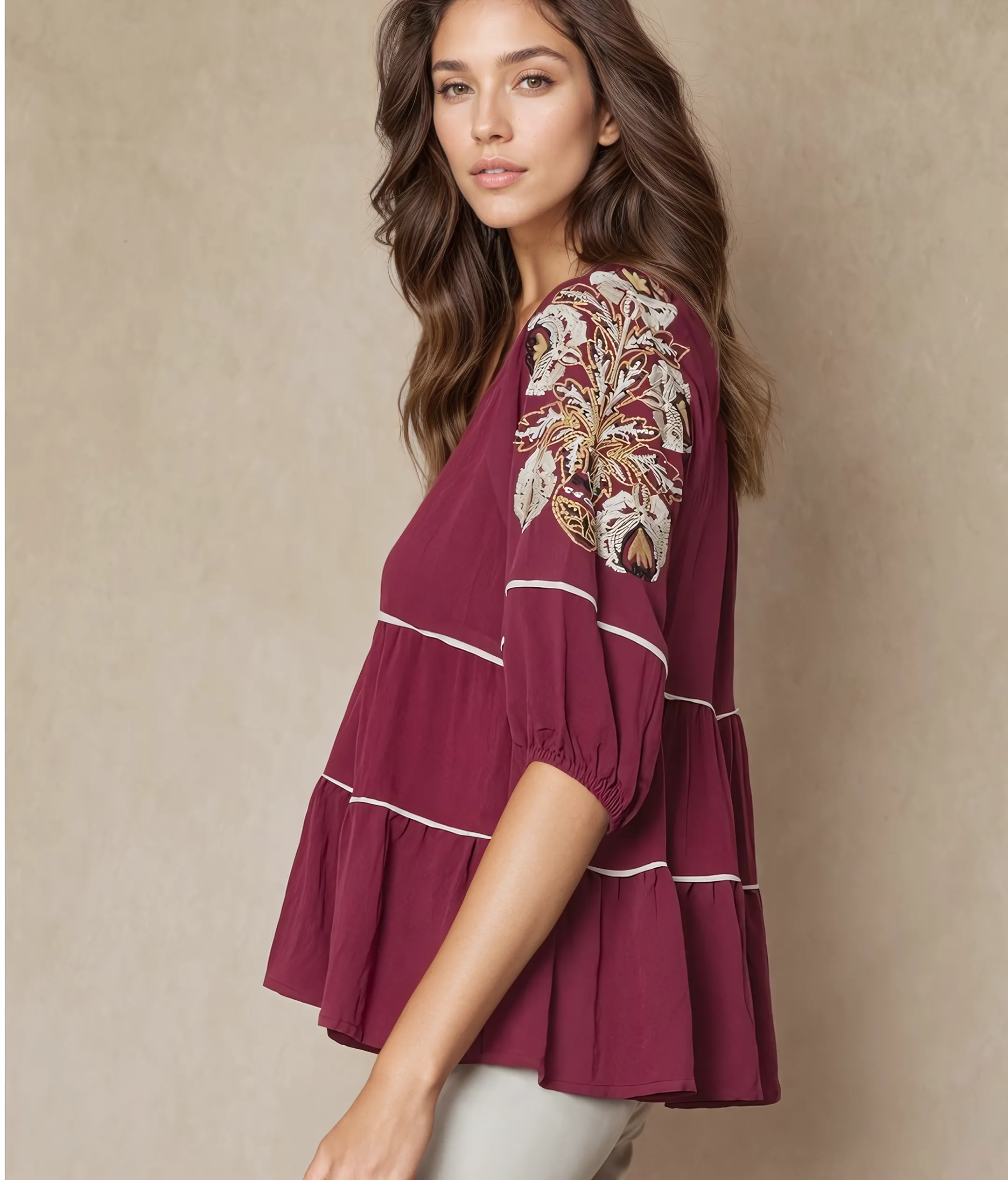 TIERED EMBRIODERED TOP