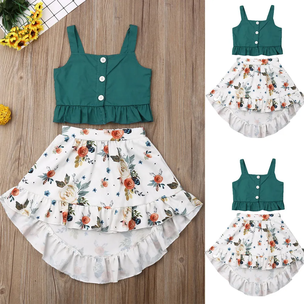 Toddler Baby Girl Ruffle Tops /  Leisure Summer Beach Outfit