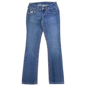 True Religion Jeans Women’s 25 Low Rise Slim Straight Medium Blue Wash Bottoms