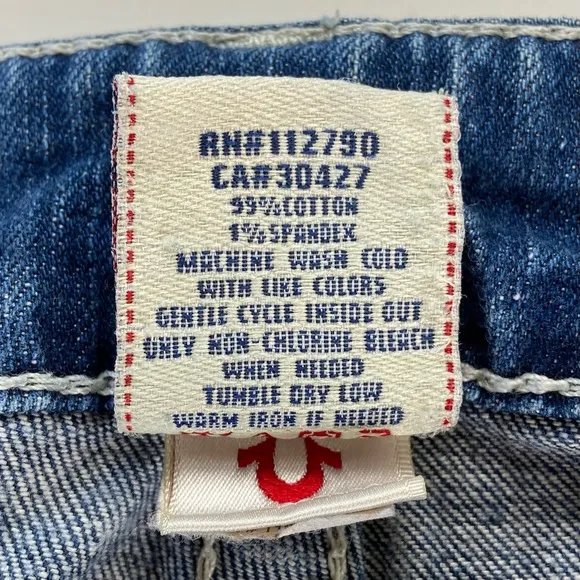True Religion Jeans Women’s 25 Low Rise Slim Straight Medium Blue Wash Bottoms