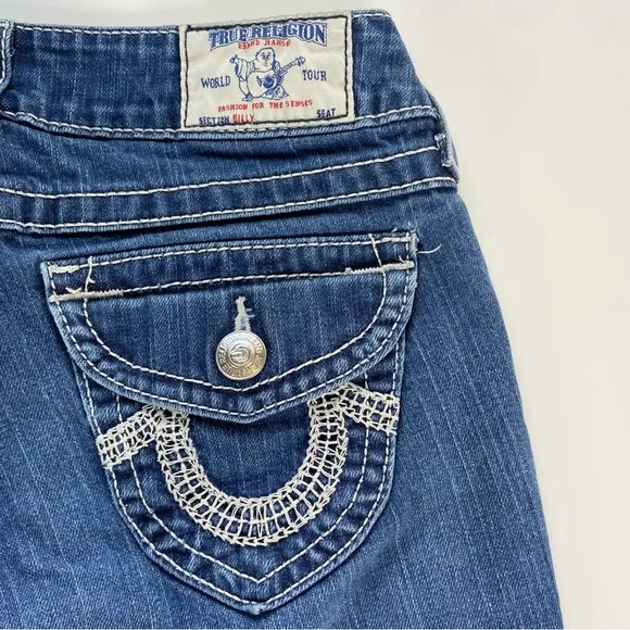 True Religion Jeans Women’s 25 Low Rise Slim Straight Medium Blue Wash Bottoms