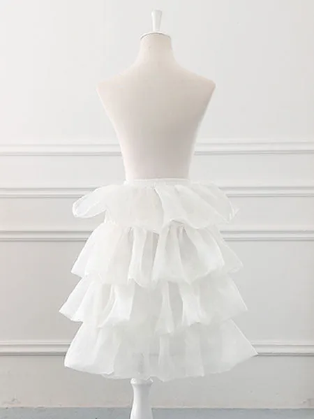 Tulle Lolita Petticoats Bell Shape Ruffles White Lolita Skirt