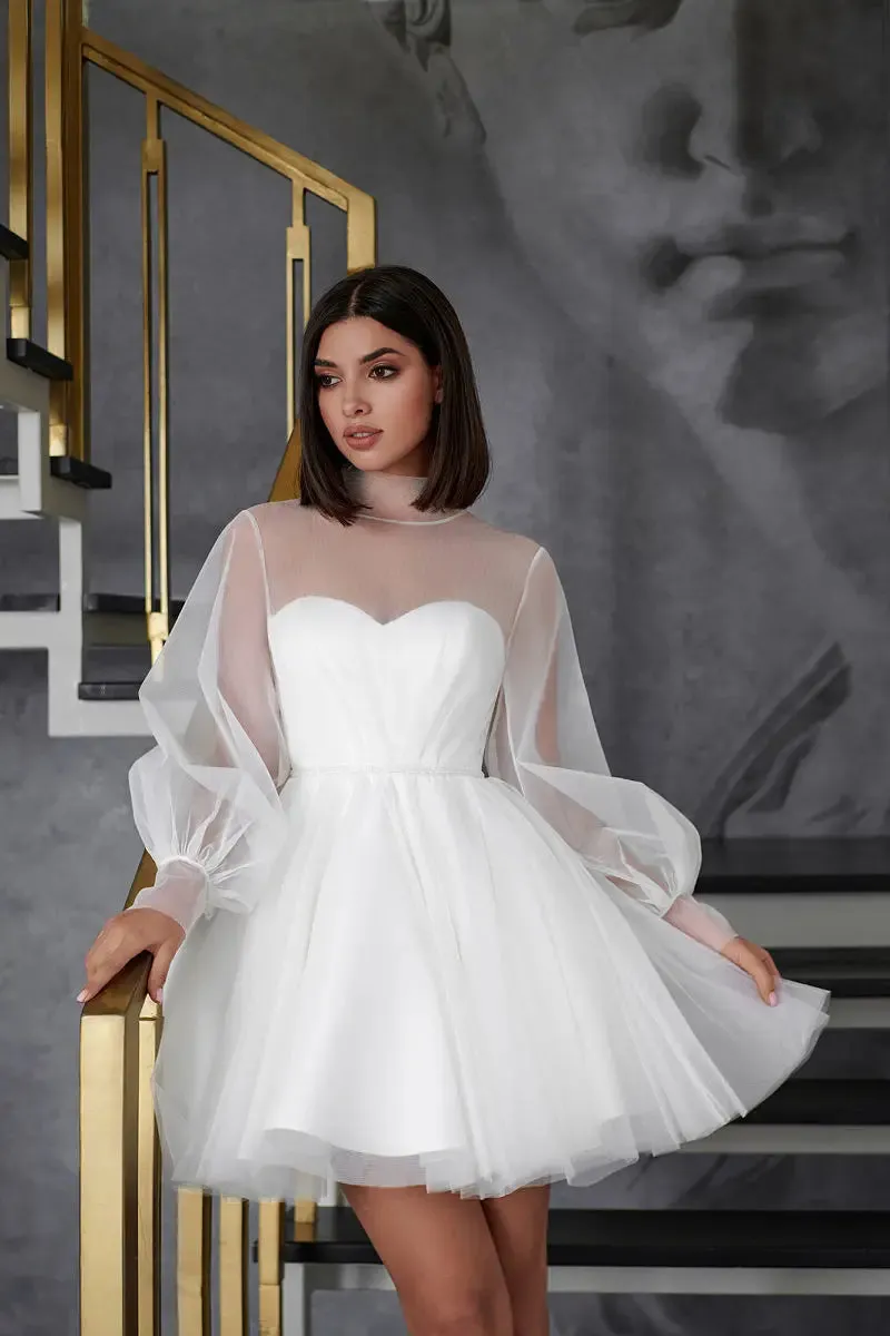 Tulle Wedding Dresses for Women A Line White Dress