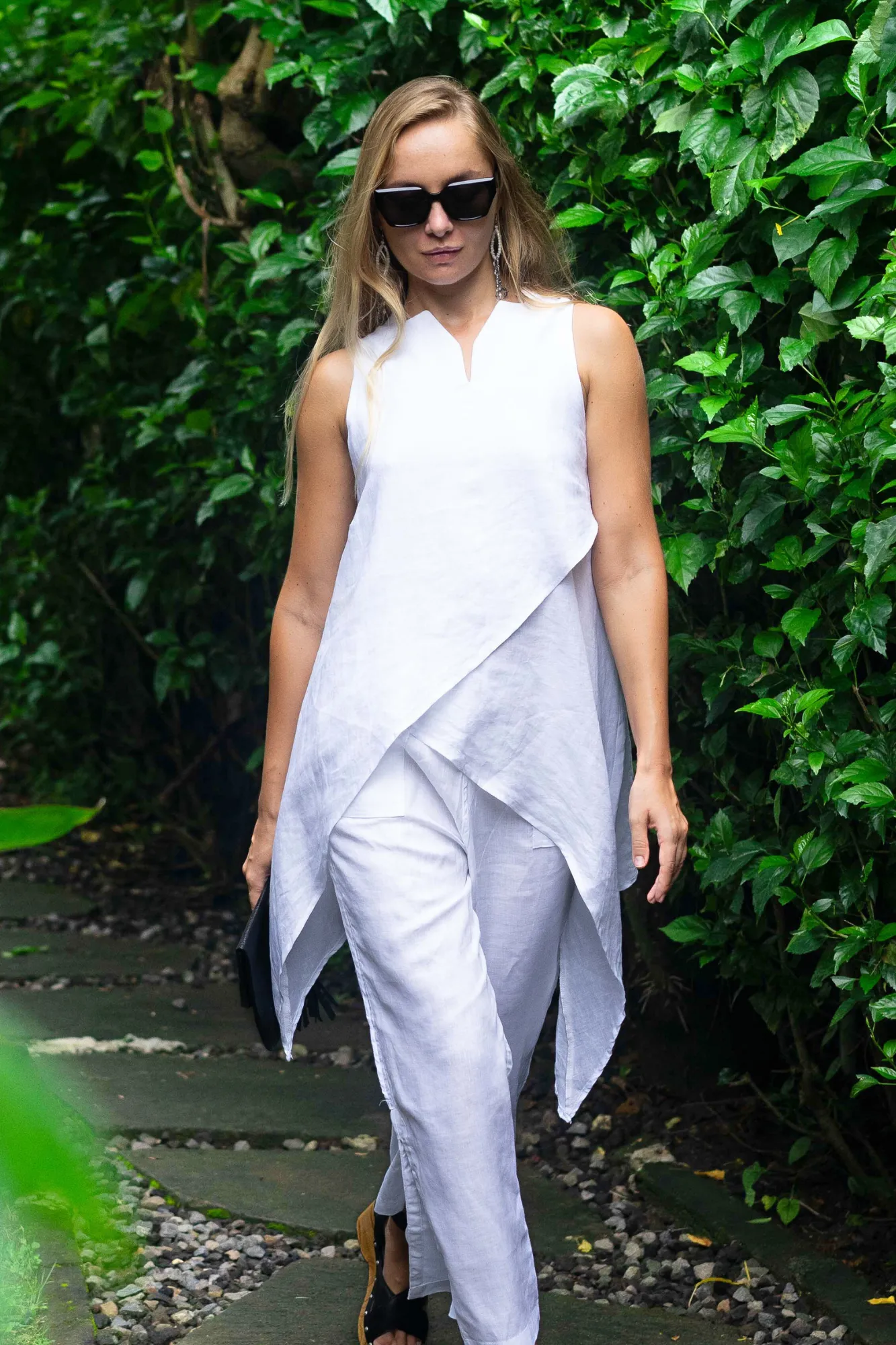 'Tulum' Sleeveless Top - White/Sand