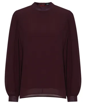 Twinberry Mock Neck Long Sleeve Cropped Blouse