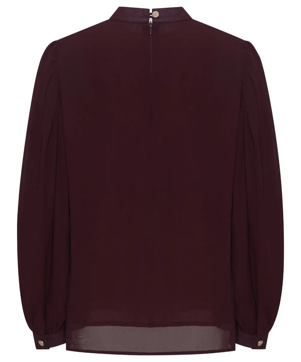 Twinberry Mock Neck Long Sleeve Cropped Blouse