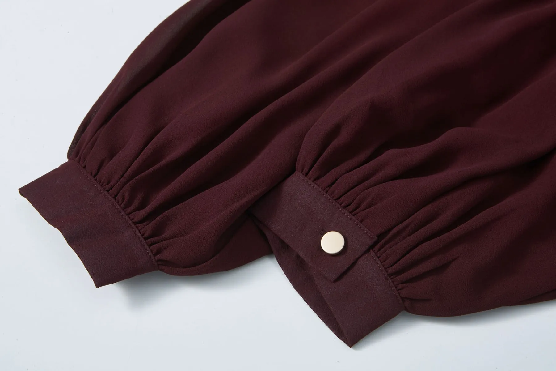 Twinberry Mock Neck Long Sleeve Cropped Blouse